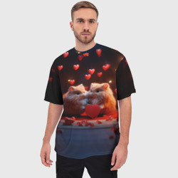 Мужская футболка oversize 3D Милые влюбленные хомячки - фото 2