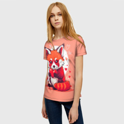 Женская футболка 3D Рыжая лисичка с сердцем - фото 2