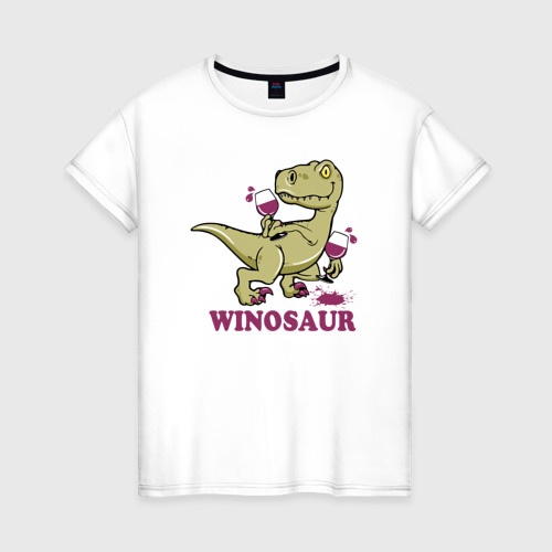 Женская футболка из хлопка с принтом Винозавр, вид спереди №1