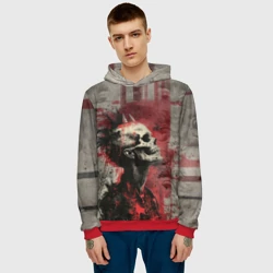 Мужская толстовка 3D Панк скелет с рогами  - фото 2