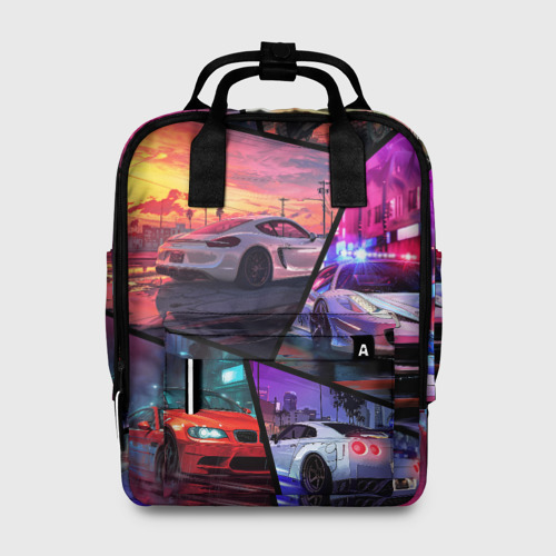 Женский рюкзак 3D с принтом GTA style cars, вид спереди #2