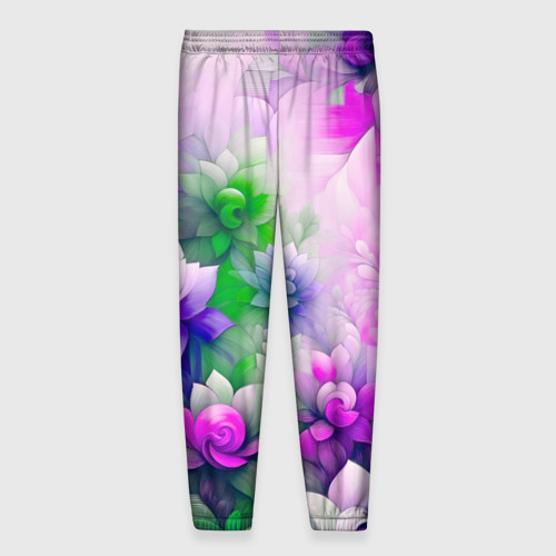 Мужские брюки 3D с принтом Паттерн цветов, вид сзади #1