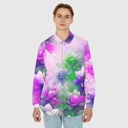 Мужская рубашка oversize 3D Паттерн цветов - фото 2