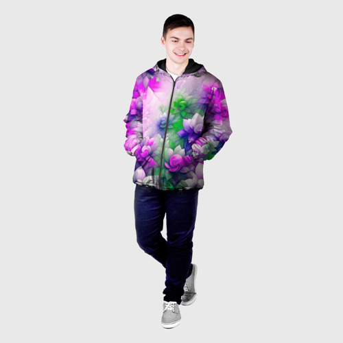 Мужская куртка 3D с принтом Паттерн цветов, фото на моделе #1