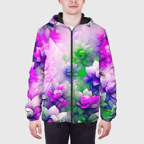 Мужская куртка 3D с принтом Паттерн цветов, вид сбоку #3