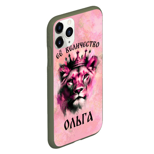 Чехол для iPhone 11 Pro матовый с принтом Её величество Ольга - львица, вид сбоку #3