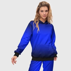 Женский костюм с толстовкой 3D Градиент чёрно-сине-чёрный - фото 2