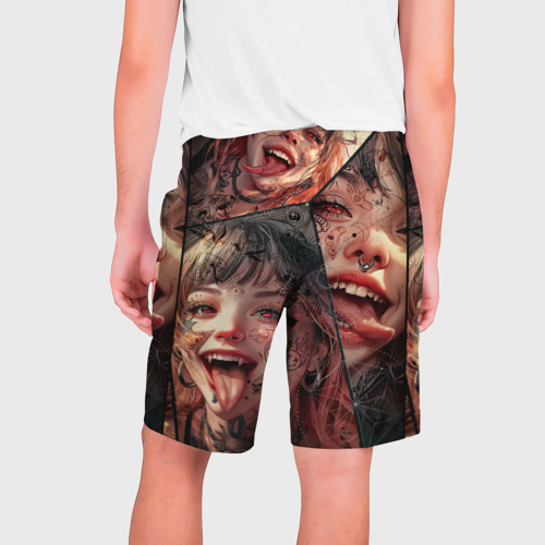 Мужские шорты 3D с принтом Demonic girl, вид сзади #1