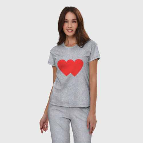 Женская пижама хлопок с принтом Два сердца слитые в одно, фото на моделе #1