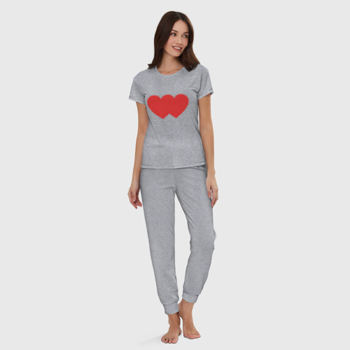 Женская пижама хлопок с принтом Два сердца слитые в одно, вид сбоку #3