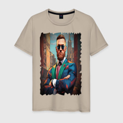 Конор Макгрегор на фоне города – Мужская футболка хлопок с принтом купить со скидкой в -20%