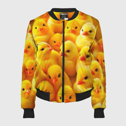 Женский бомбер 3D С желтыми цыплятами