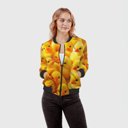 Женский бомбер 3D С желтыми цыплятами - фото 2