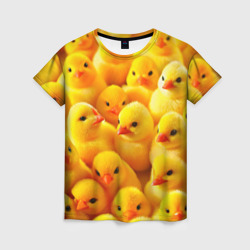 С желтыми цыплятами – Женская футболка 3D с принтом купить со скидкой в -26%