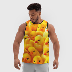 Мужская спортивная майка 3D С желтыми цыплятами - фото 2