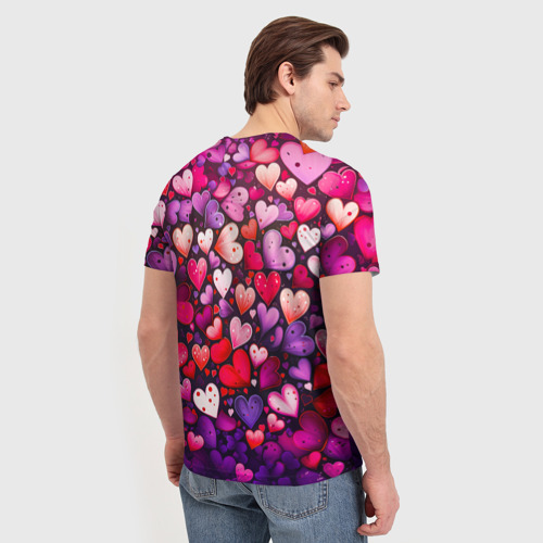 Мужская футболка 3D Множество сердец, цвет 3D печать - фото 4