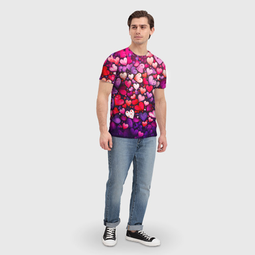 Мужская футболка 3D Множество сердец, цвет 3D печать - фото 5