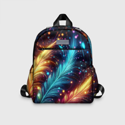 Детский рюкзак 3D Неоновые разноцветные перья