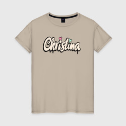 Женская футболка хлопок Кристина и сердечко