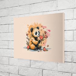 Холст прямоугольный Милая панда с сердечком и цветами - фото 2