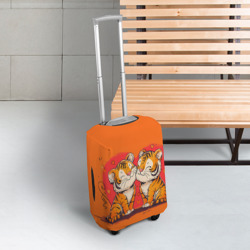 Чехол для чемодана 3D Влюбленные львы и сердечки - фото 2