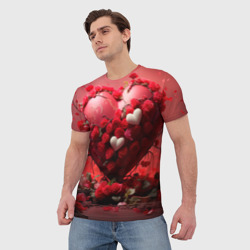 Мужская футболка 3D Сердце и розы 14 февраля - фото 2