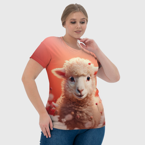 Женская футболка 3D Милая влюбленная овечка, цвет 3D печать - фото 6