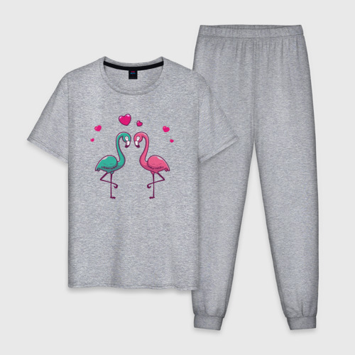 Мужская пижама хлопок Flamingo love, цвет меланж