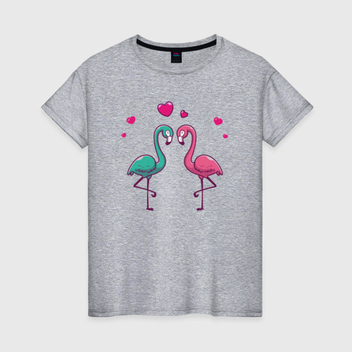 Женская футболка хлопок Flamingo love, цвет меланж