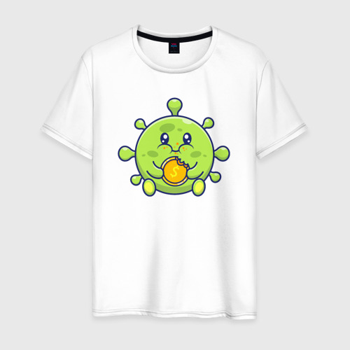 Мужская футболка из хлопка с принтом Денежный вирус, вид спереди №1