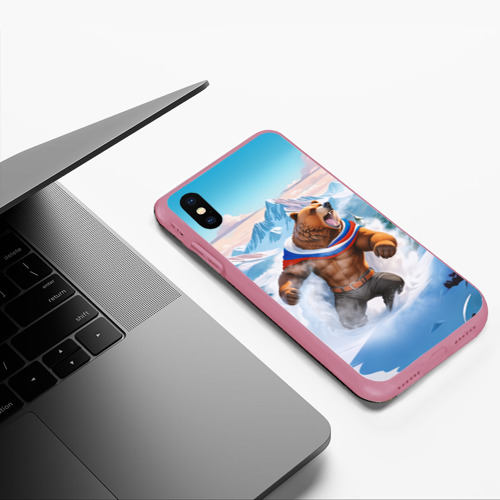 Чехол для iPhone XS Max матовый с принтом Медведь с триколором, фото #5