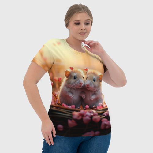 Женская футболка 3D Влюбленные мышки 14 февраля, цвет 3D печать - фото 6