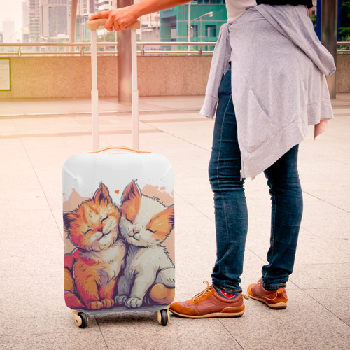 Чехол для чемодана 3D Влюбленные милые котята, цвет 3D печать - фото 4