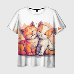 Мужская футболка 3D Влюбленные милые котята