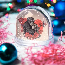 Игрушка Снежный шар Влюбленные обезьяны 14 февраля - фото 2