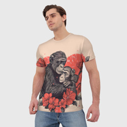 Мужская футболка 3D Влюбленные обезьяны 14 февраля - фото 2