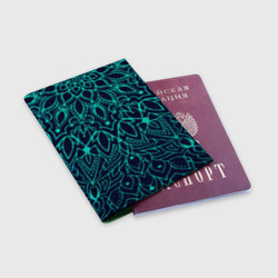 Обложка для паспорта матовая кожа Синий узоры мандала - фото 2