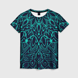Синий узоры мандала – Женская футболка 3D с принтом купить со скидкой в -26%