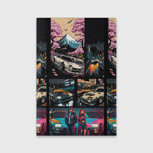 Обложка для паспорта матовая кожа Japanese jdm art, цвет красный