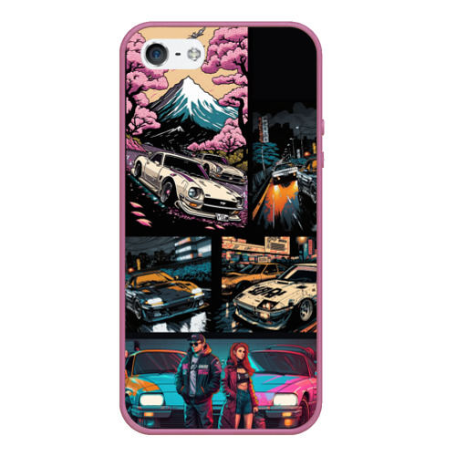 Чехол для iPhone 5/5S матовый Japanese jdm art, цвет розовый