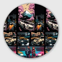 Круглый коврик для мышки Japanese jdm art