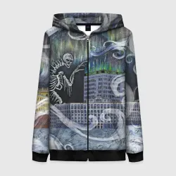 Женская толстовка 3D на молнии Черная пурга