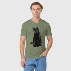 Мужская футболка хлопок Черная кошка бомбейской породы - фото 2