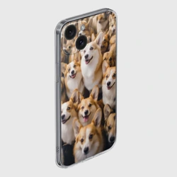 Чехол для iPhone 15 силиконовый с защитой камеры Веселые корги - фото 2