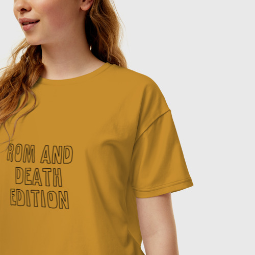 Женская футболка хлопок Oversize с принтом Rom and death edition, фото на моделе #1