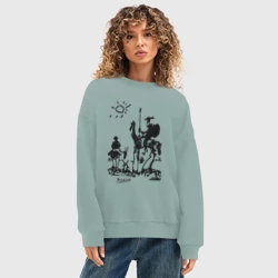 Женский свитшот oversize без начеса хлопок Дон Кихот и Санчо Панса Пикассо - фото 2