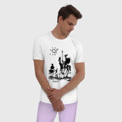 Мужская пижама с белой футболкой хлопок Дон Кихот и Санчо Панса Пикассо - фото 2
