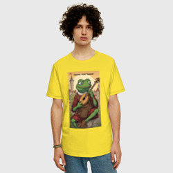 Мужская футболка хлопок Oversize Пепе-жаба с гитарой - Среда - фото 2