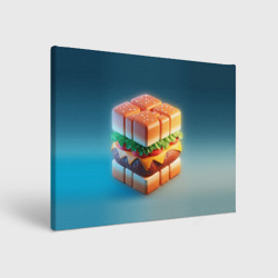 Холст прямоугольный  Абстрактный гамбургер в форме куба