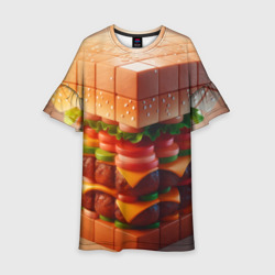 Детское платье 3D Гамбургер в кубе